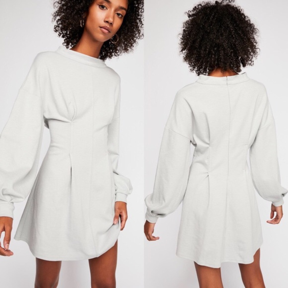 Free People Bea Balloon Sleeve Mini Dress - Grey